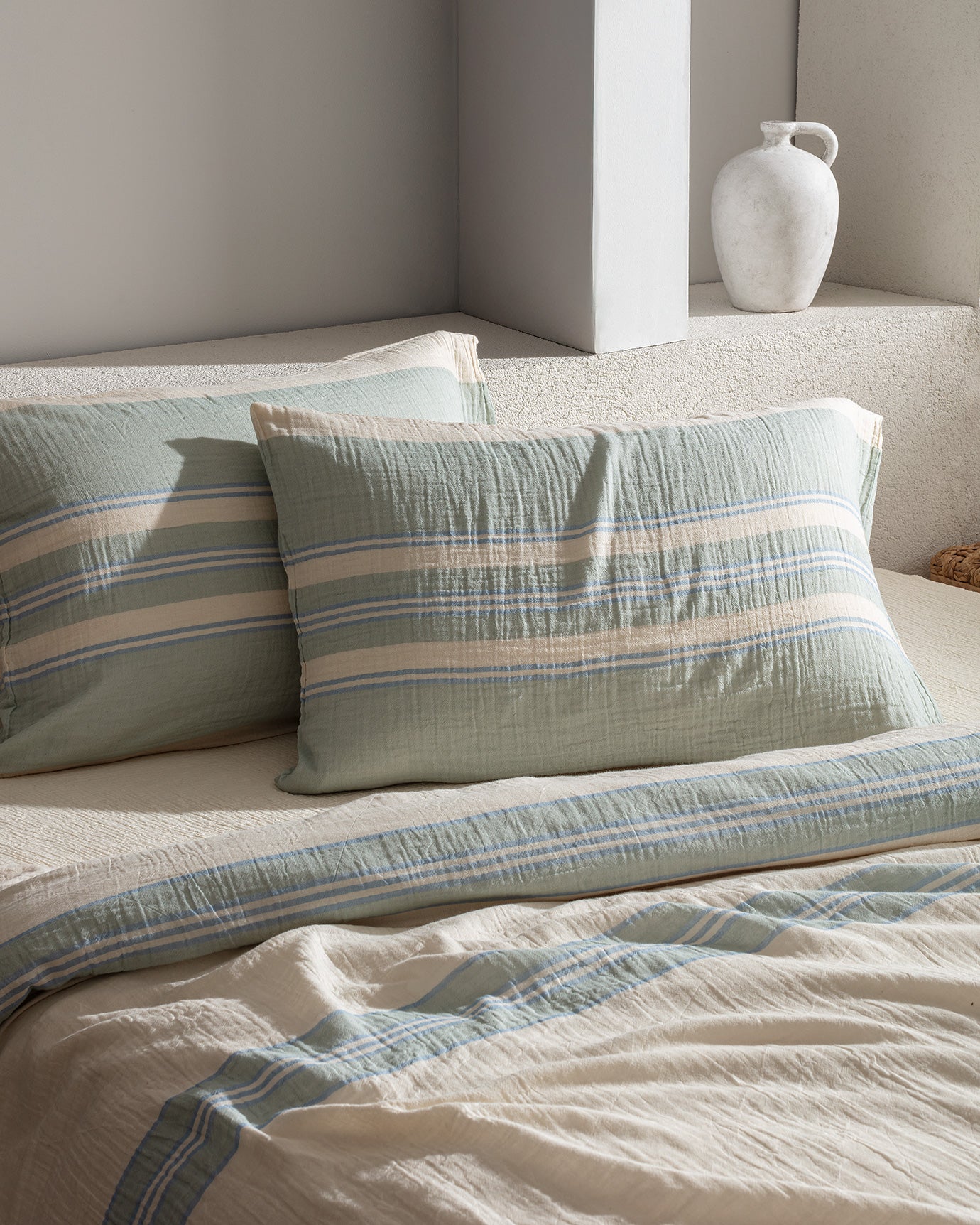 Muslin Cotton King Size Duvet Cover Set - Yarn Dyed Comfort
