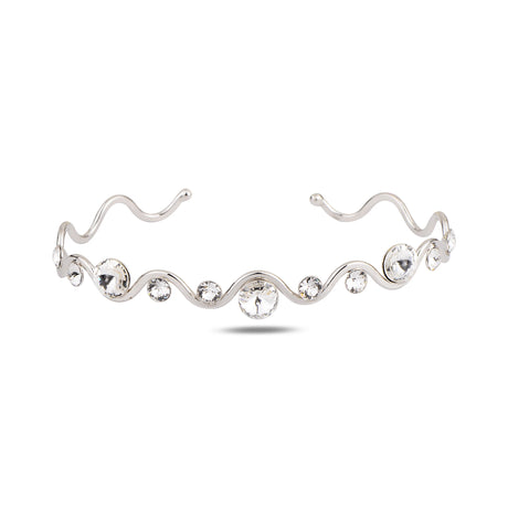 Sterling Silver Open Bracelet - Bezel Set Swarovski Crystal Elegance