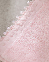 100% Cotton Hand Towel Set - 2 Pack with Crocheted Trim - Powder Pink