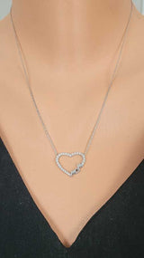 Sterling Silver Mom Heart Necklace - Zircon Embellished