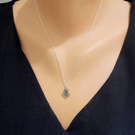 925 Sterling Silver Necklace - Nautical Anchor & Ship's Wheel Pendant