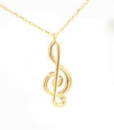 925 Sterling Silver Treble Clef Necklace - Musical Elegance