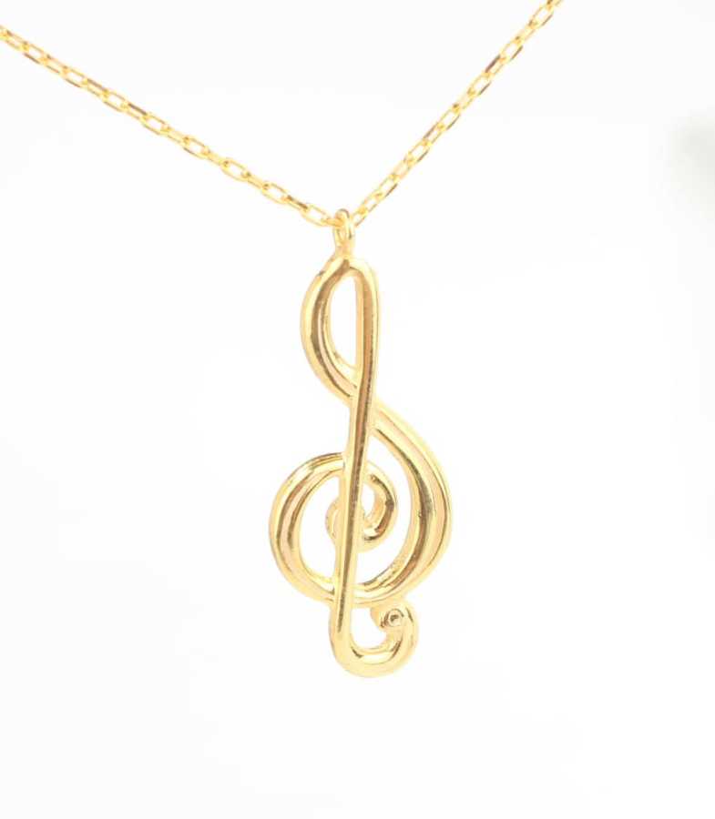 925 Sterling Silver Treble Clef Necklace - Musical Elegance