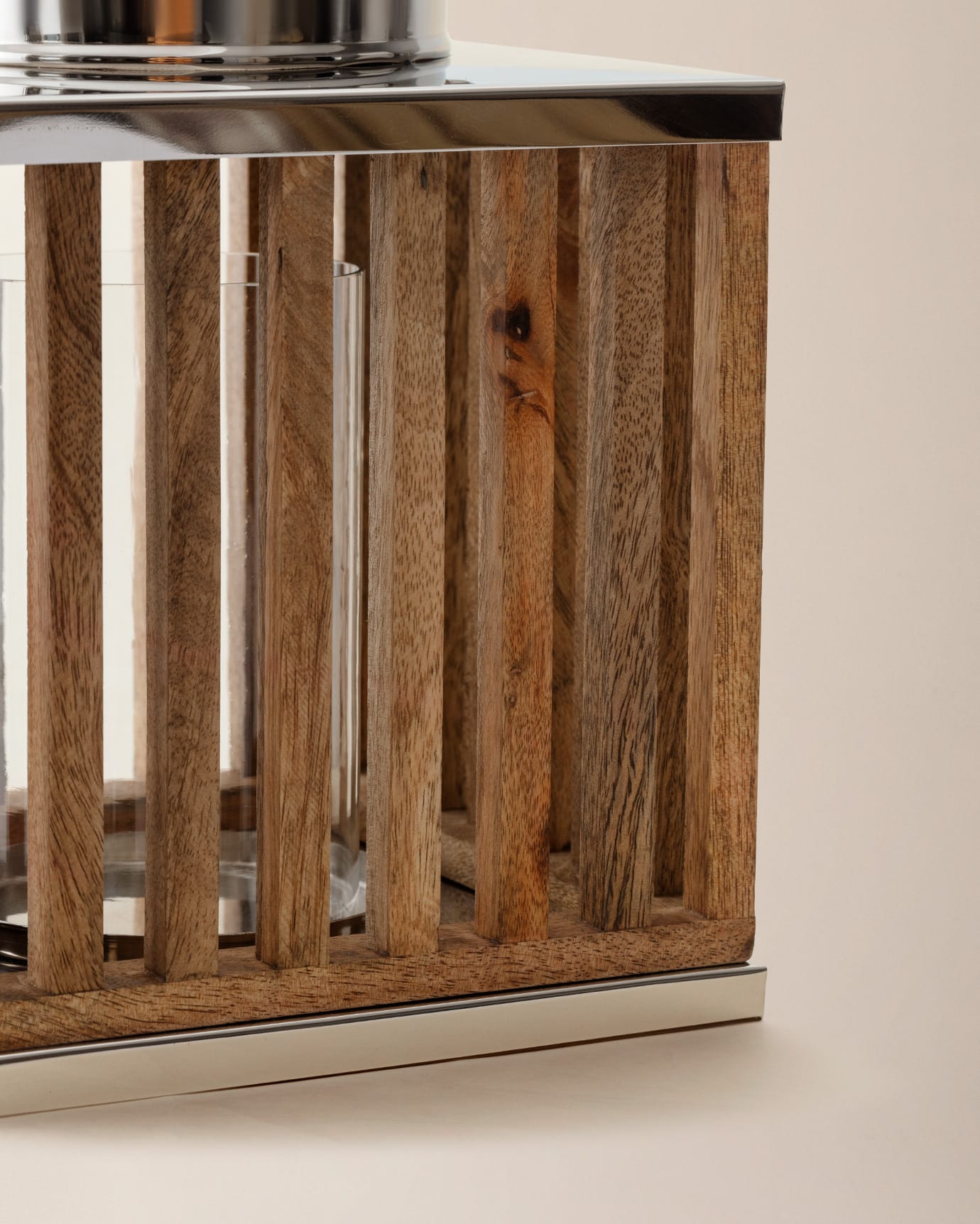 Mango Wood Lantern - Artisanal Amber Glow
