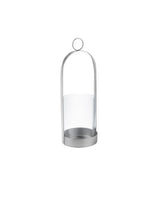 Stainless Steel & Glass Candle Holder - Modern Silver Finish