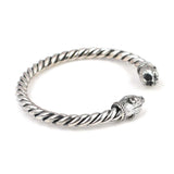 925 Sterling Silver Men's Bracelet - Bear Head Twisted Cuff