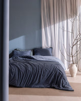 Lumi Cotton Blend Jersey Single Duvet Cover Set - Indigo