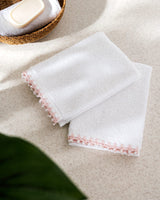 100% Cotton Marla Crocheted Hand Towel Set of 2 - Elegant Edge Design