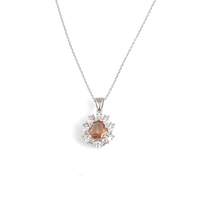 925 Sterling Silver Teardrop Zultanite & Zircon Halo Necklace