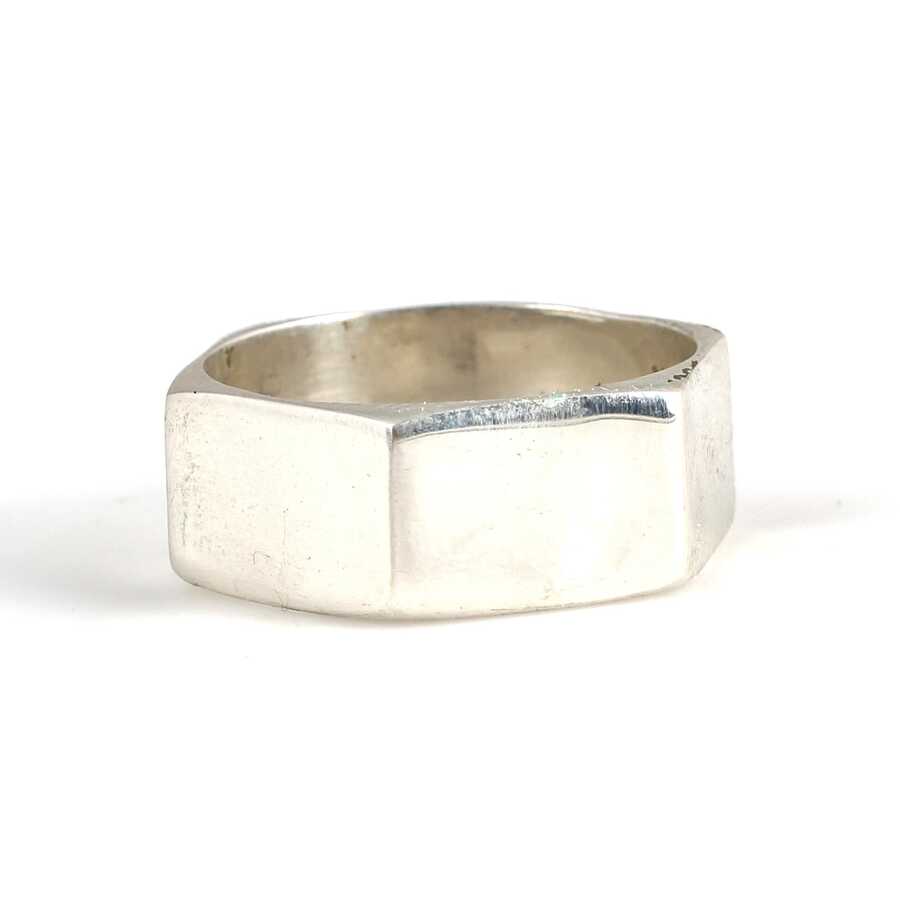 925 Sterling Silver Men's Ring - Polished Hexagonal Design