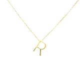 Premium Sterling Silver 3D R Initial Pendant Necklace