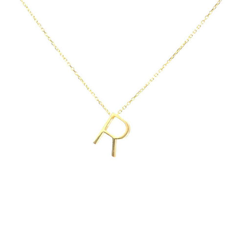 Premium Sterling Silver 3D R Initial Pendant Necklace