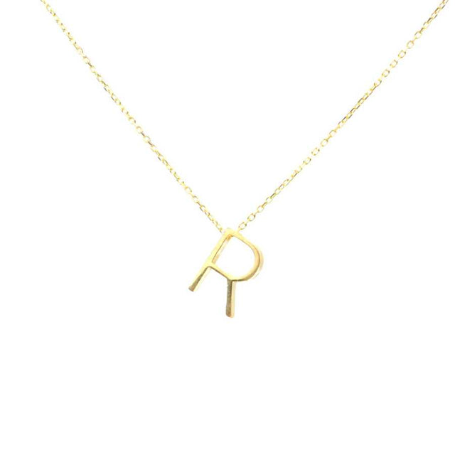 Premium Sterling Silver 3D R Initial Pendant Necklace