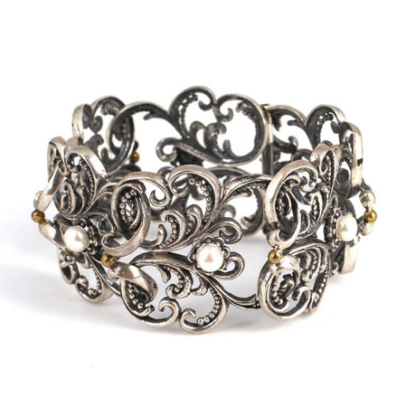 Sterling Silver Pearl Bracelet - Antique Byzantine Constantinople