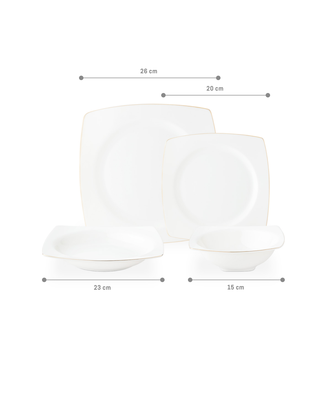 New Bone 6-Person Dinnerware Set - Modern White & Gold Accents