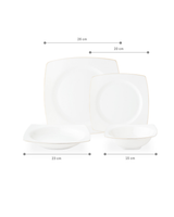 New Bone 6-Person Dinnerware Set - Modern White & Gold Accents
