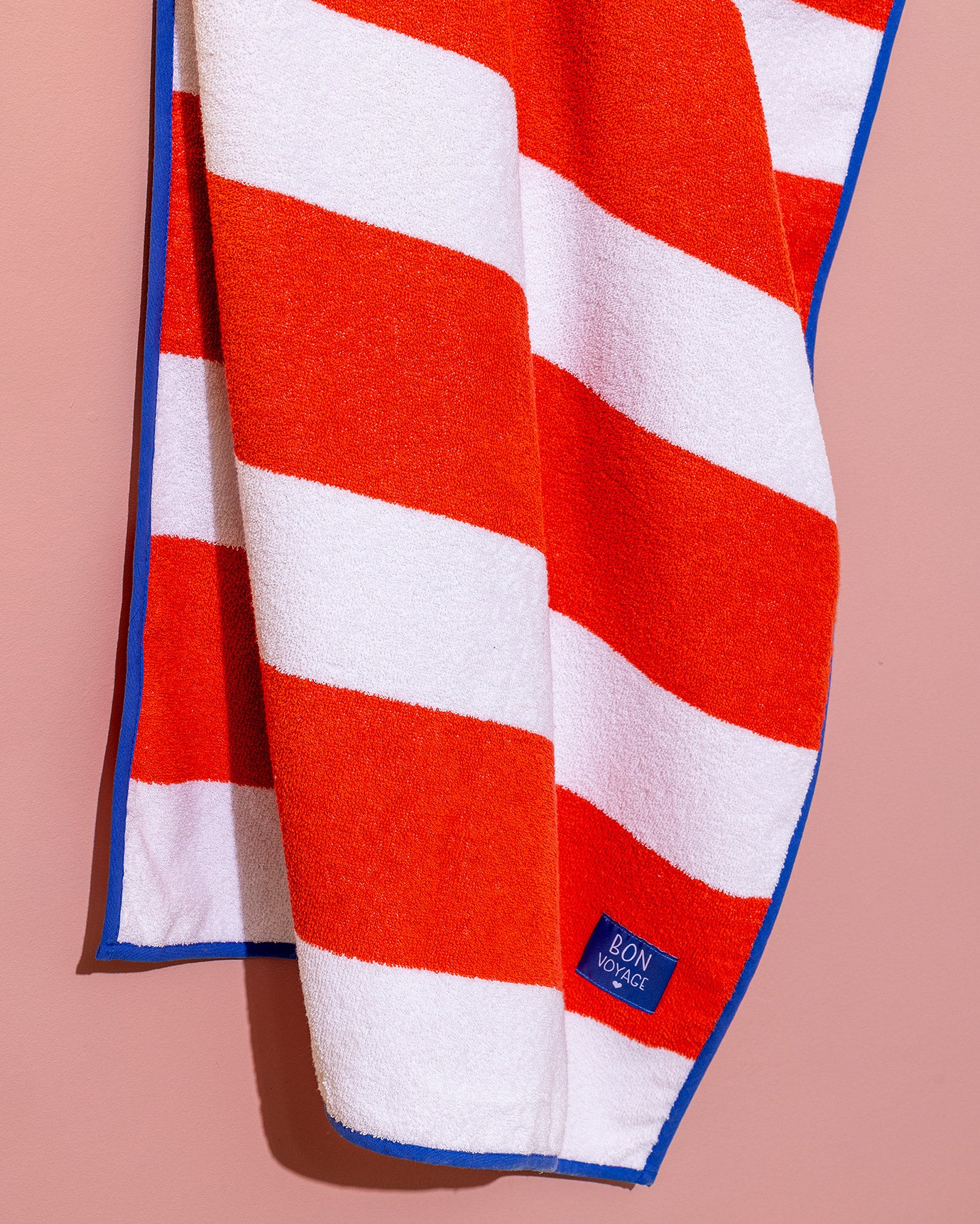 100% Cotton Beach Towel - Vibrant White & Orange Stripe