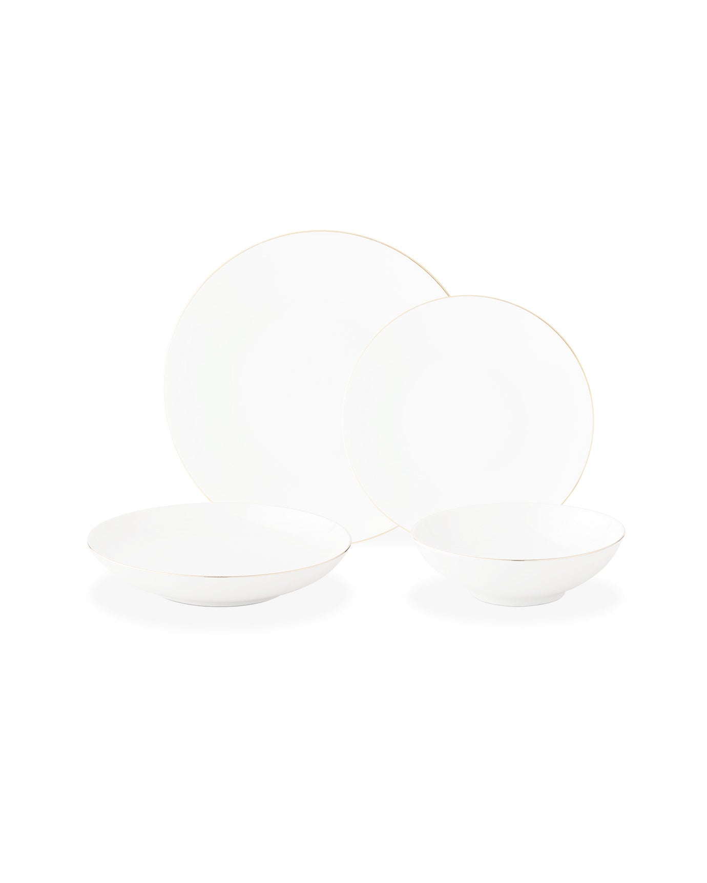 New Bone Porcelain 6 Person Dinner Set - Elegant White & Gold Trim