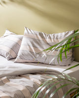 Cotton Blend King Size Duvet Cover Set - Printed Grey/Beige