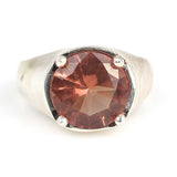 Premium Sterling Silver Polished Round Stone Men's Ring