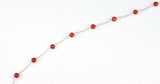 925 Sterling Silver Anklet with Eight Coral Stones - Delicate Style