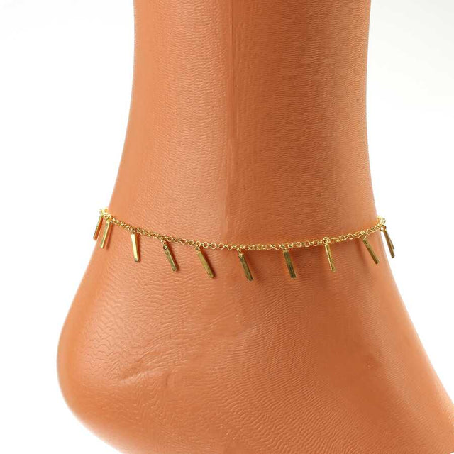 Premium 925 Sterling Silver Fringed Bar Anklet