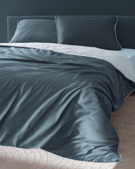 100% Cotton Double Duvet Cover Set - Printed Sateen Weave