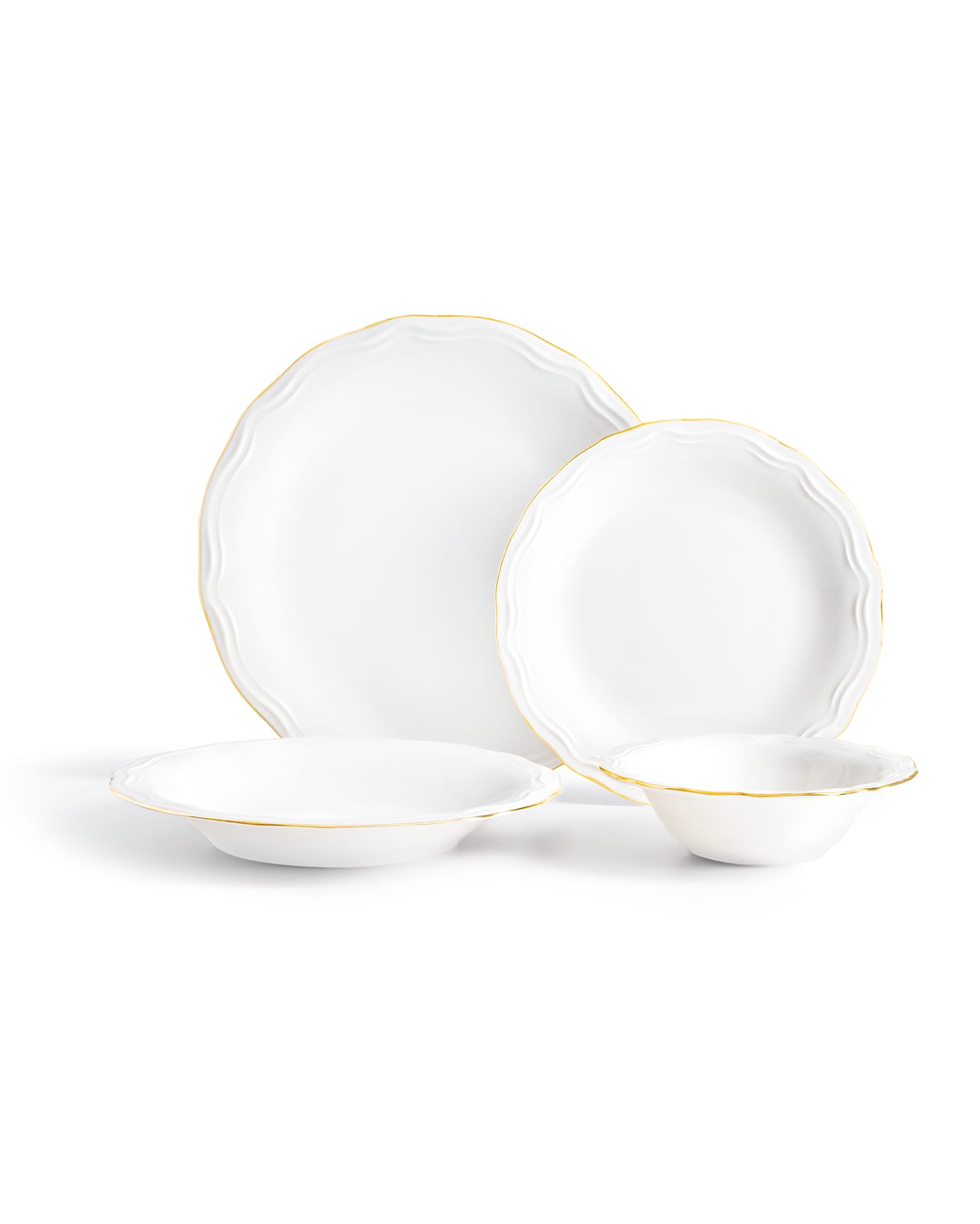 New Bone Porcelain 6-Person Dinnerware Set - Elegant Gold Trim