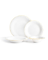 New Bone Porcelain 6-Person Dinnerware Set - Elegant Gold Trim