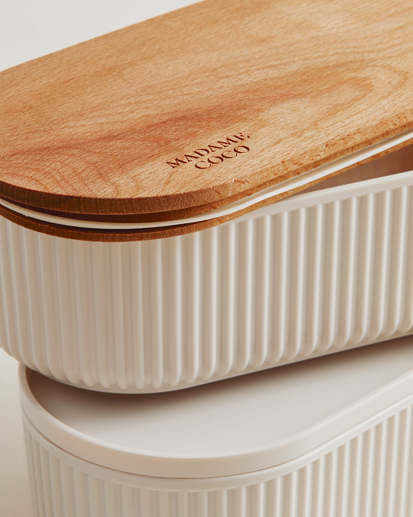 Contenitori per alimenti da 500ml con coperchi in legno - Set da 2