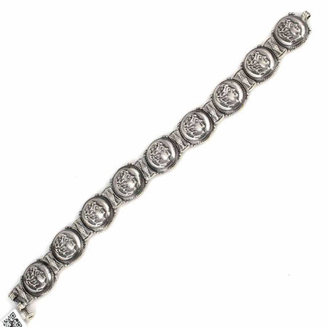 Sterling Silver Alexander Head Bracelet - Byzantine Inspired