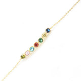 925 Sterling Silver 7-Row Rainbow Zircon 'River of Gems' Bracelet
