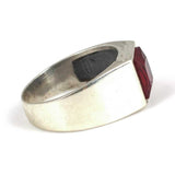 Premium 925 Sterling Silver Square Synthetic Ruby Ring