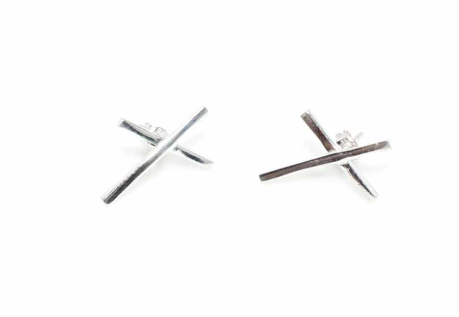925 Sterling Silver Curved X Earrings - Modern Minimalist Design
