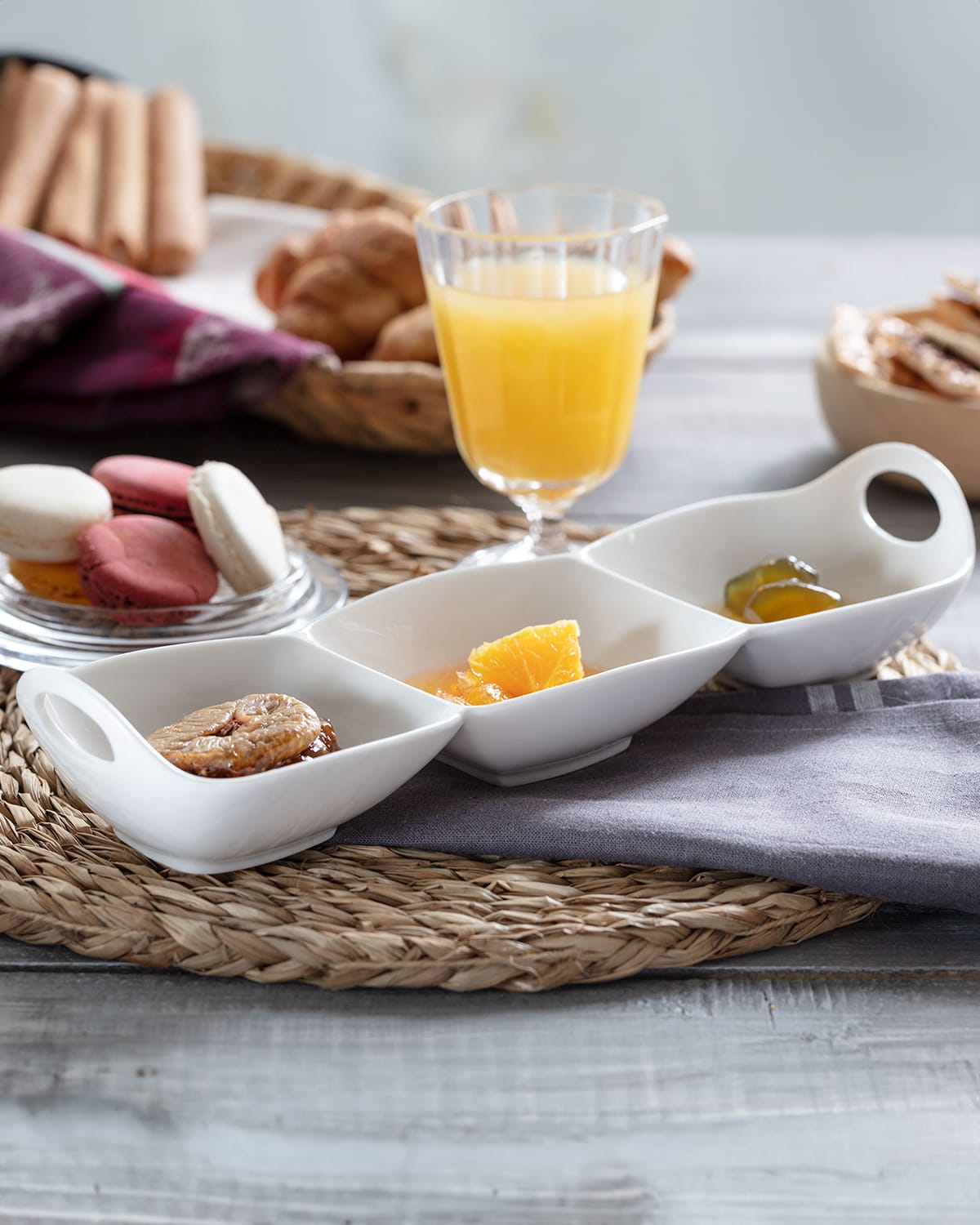 New Bone China 3-Compartment Serving Platter - Modern Minimalist Design