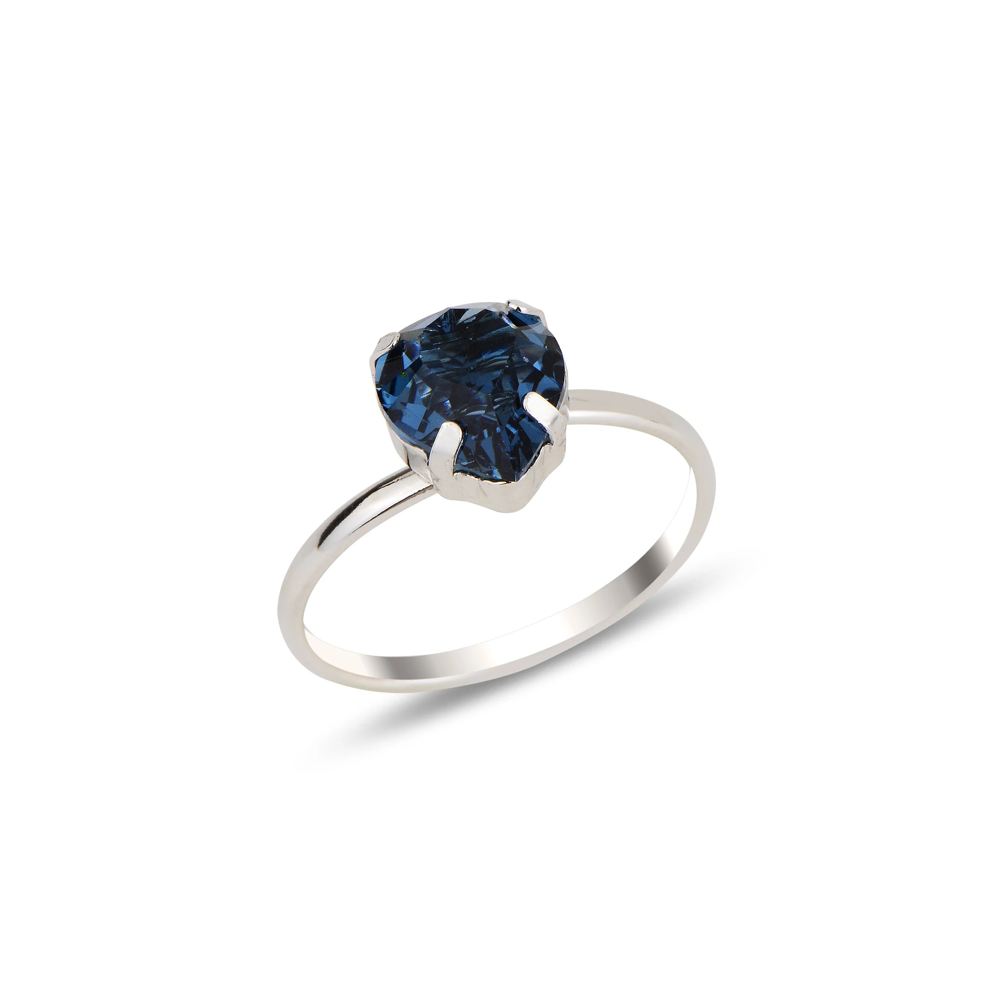Swarovski Crystal 925 Sterling Silver Ring - Bezel & Prong Set Love Symbol