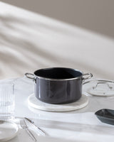 22 cm Titanium Enamel Deep Cooking Pot - Anthracite