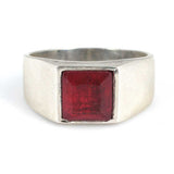 Premium 925 Sterling Silver Square Synthetic Ruby Ring