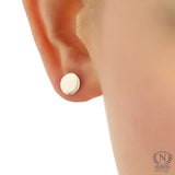 Sterling Silver Minimalist Round Stud Earrings - Everyday Essential