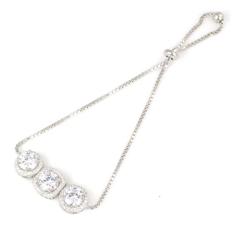 925 Sterling Silver Zircon Tennis Bracelet - Adjustable Slider