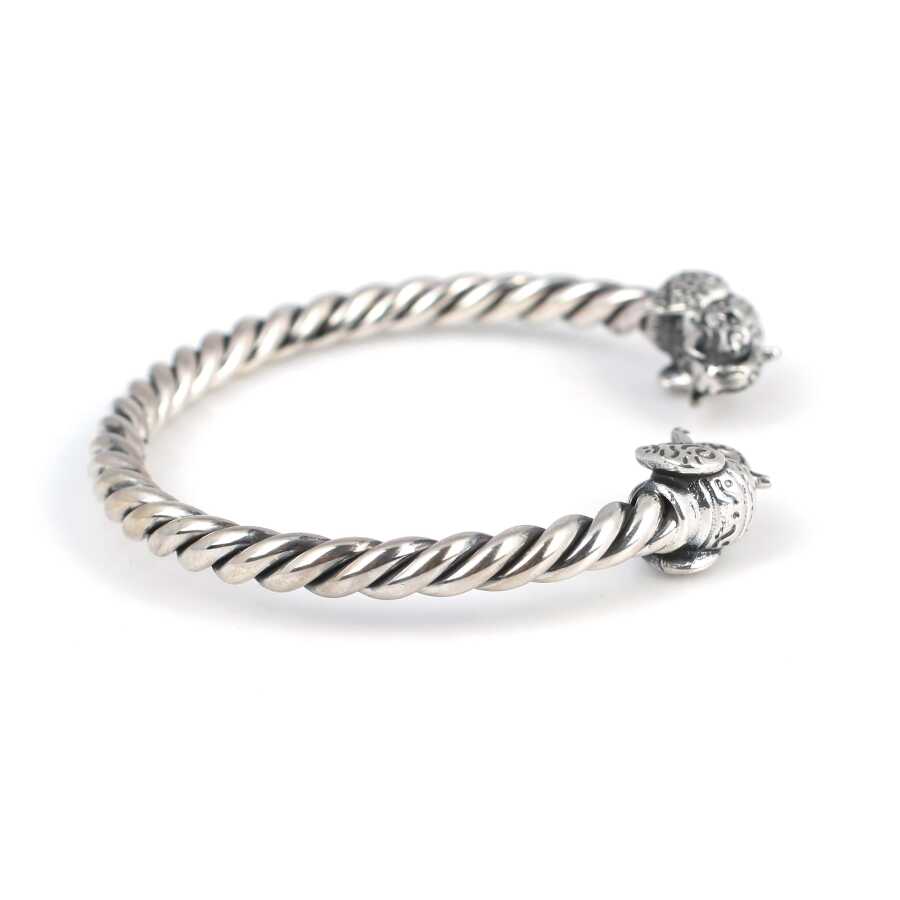 Professional 925 Sterling Silver Elephant Head Twisted Men's Bracelet