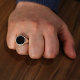 Professional Sterling Silver Onyx Gemstone Men's Ring