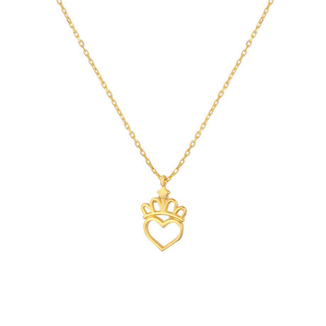 925 Sterling Silver Crown Heart Pendant Necklace - Symbol of Love