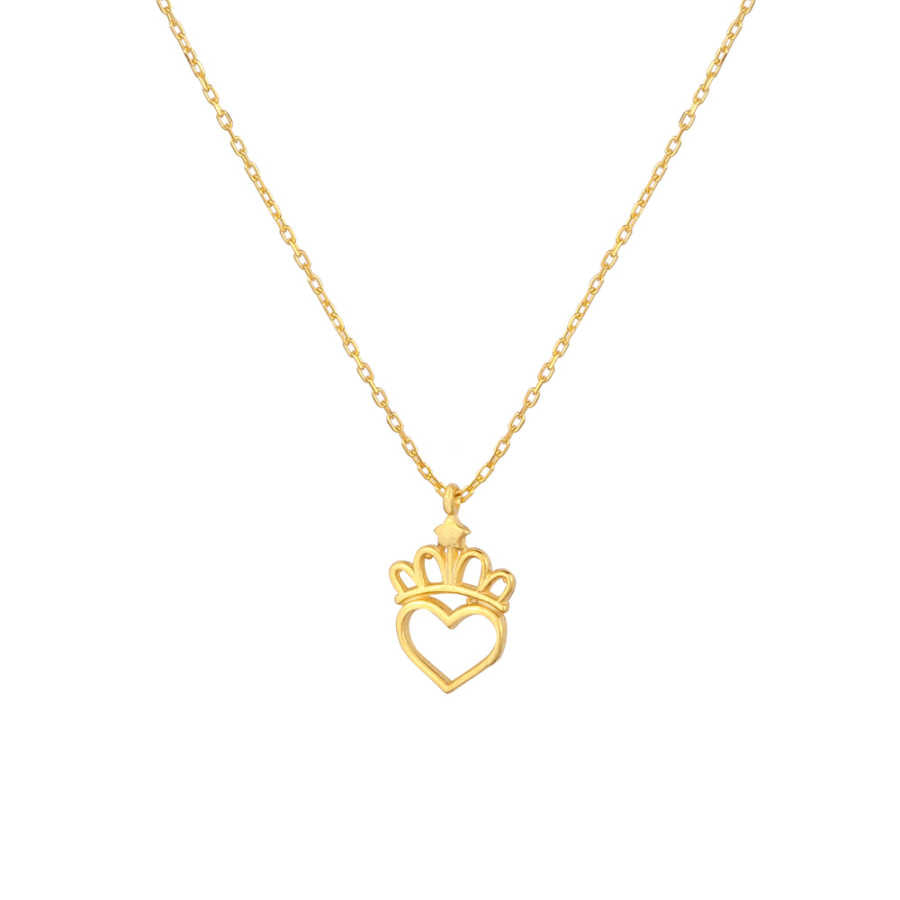 925 Sterling Silver Crown Heart Pendant Necklace - Symbol of Love