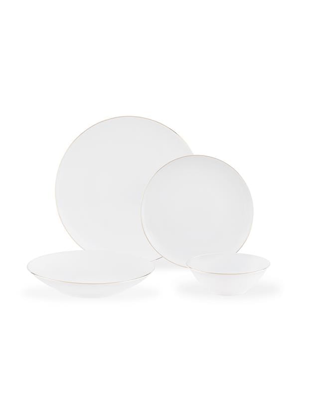 New Bone China 6-Person Dinner Set - White & Gold Elegance