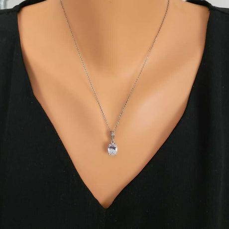 925 Sterling Silver Oval Zircon Pendant Necklace - Timeless Elegance