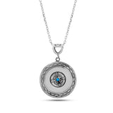 925 Sterling Silver Rectangular Floral Locket Pendant with Zircon