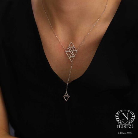 Premium 925 Sterling Silver Hollow Triangle Pendant Necklace