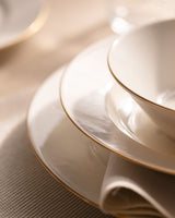 New Bone 24-Piece Dinnerware Set for 6 - Elegant Gold-Rimmed