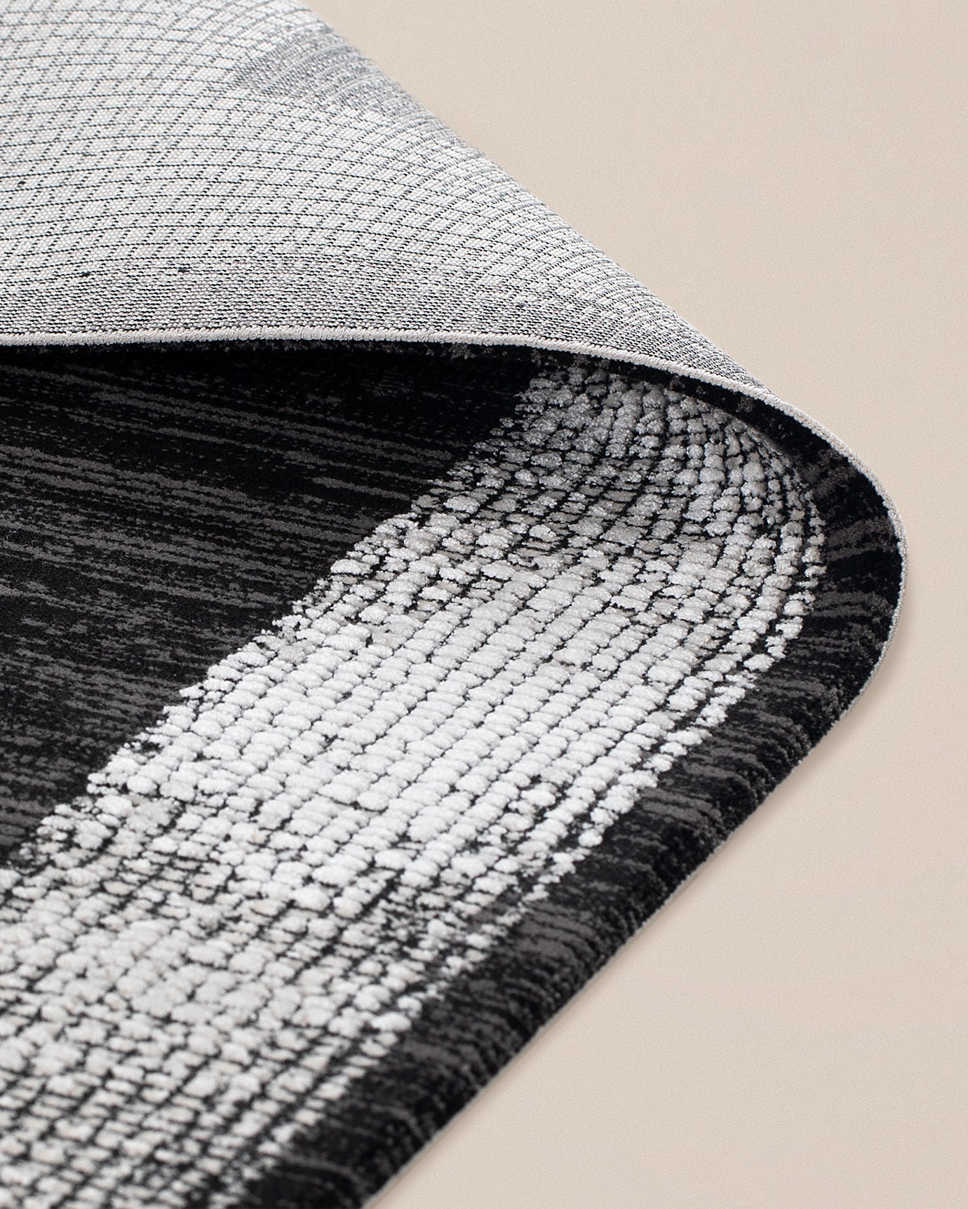 Premium Acrylic Area Rug - Modern Black Fringed Design